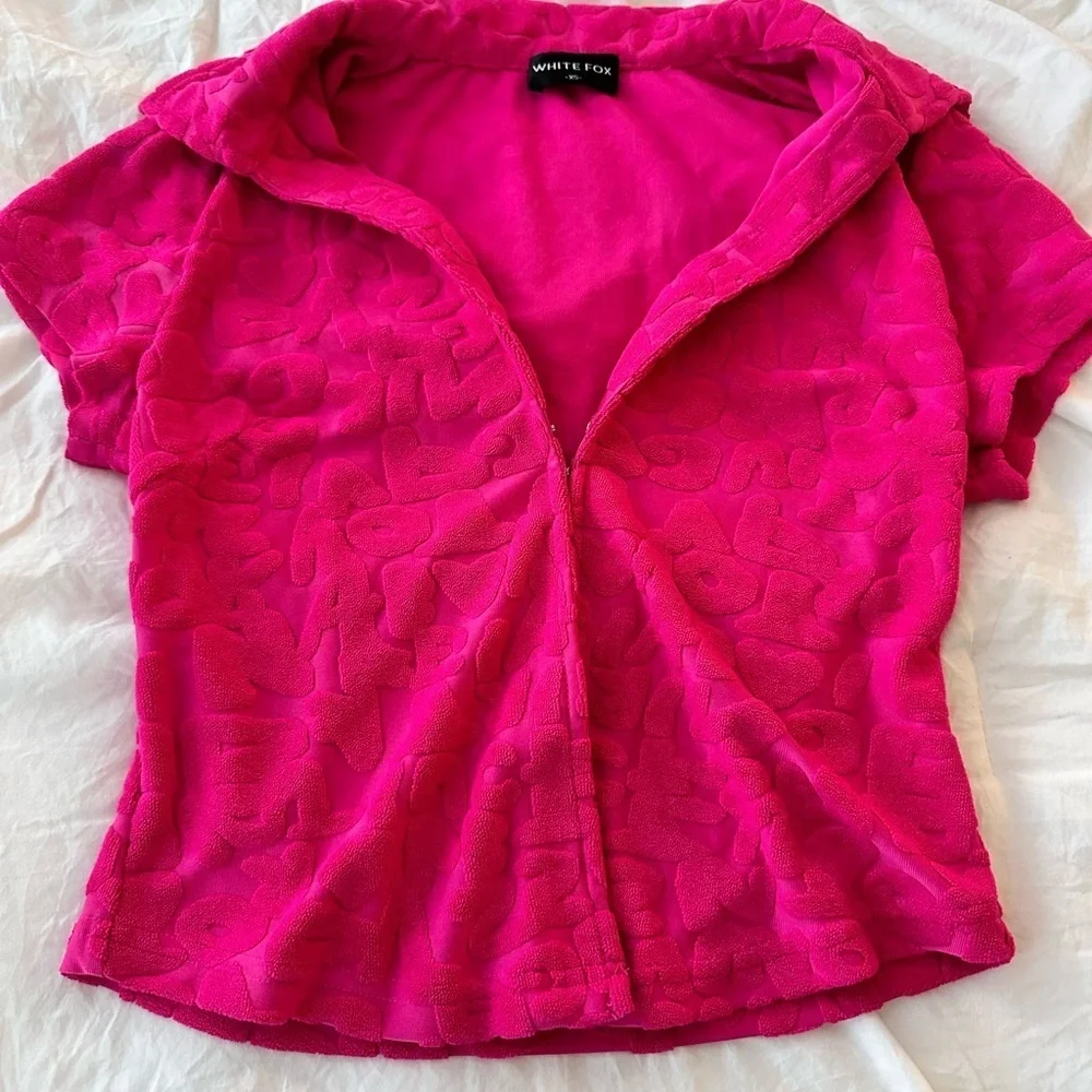 White Fox Must Have Hot Pink Terrycloth Top Size XS